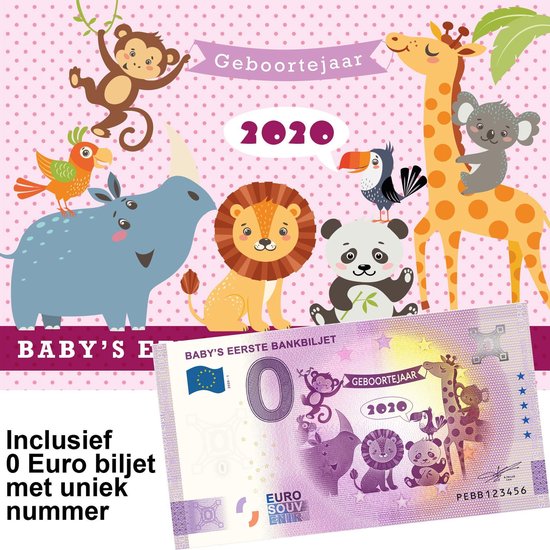 0 Euro biljet 2020 - Baby's eerste bankbiljet in cadeauverpakking meisje van Euro-Souvenir