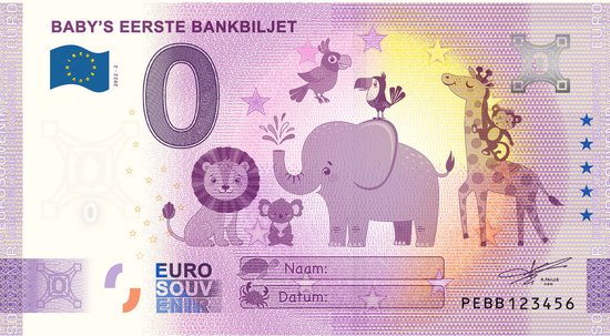 0 Euro biljet 2022 - Baby's eerste bankbiljet van EuroSouvenir