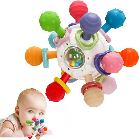 1 stuck Baby Montessori Sensorisch Speelgoed voor 0-6 6-12 Maanden, Baby Bijtring Speelgoed voor Baby's 0 3 6 9 12 18 Maanden, Pasgeboren Baby Leerontwikkelingsspeelgoed Cadeaus voor 1-2 Jaar Oude Jongens Meisjes
