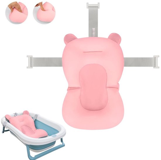 1 stuk - Baby Bad - Nieuwborn Badmat - Antislip - Luchtkussen - Drijvend Zacht Stoelkussen - roze - Babybadkussen - antislip drijvend badzitje - Comfortabel en verstelbaar driepuntig babydouchenet van Merkloos