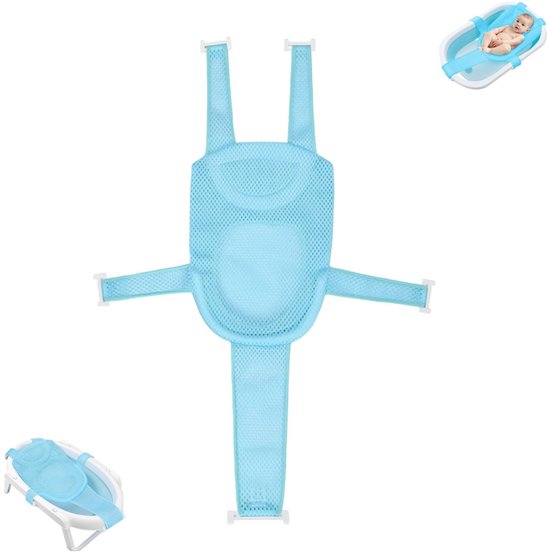 1 stuk - Badnet - Antislipmat voor in bad - Badhulpmat voor kinderen - Verstelbare badhulpmat - Comfortabel antislipnet - Vijfpunts badkussen - Zacht en comfortabel badkussen - Geschikt voor de badkamer (blauw) van Merkloos
