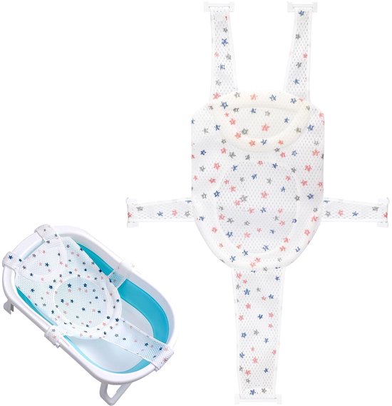 1 Stuk - Badnet voor baby's - Babybadsteun - Veilig baden - Antislip en ademend gaas - 30 x 21 x 4 cm - Wit