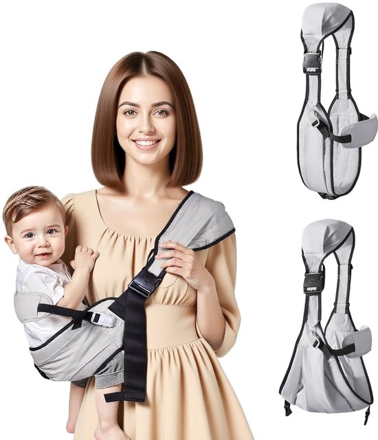 1 stuk - Drager - Peuterdrager - Kinderdrager met heupgordel - Draagbare lichtgewicht drager - Antislip lendensteun - Draagt 25-50 lbs - Grijs