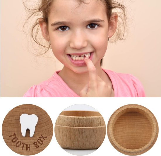 1 stuk - houten melktanden bewaardoosje voor kinderen - Donkerbruin - 5 x 5 x 4 cm - Ideaal voor het bewaren van melktanden als blijvende herinnering - Compact, stevig en perfect als geboortegeschenk of keepsake voor ouders
