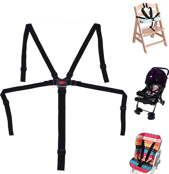 1 stuk - veiligheidstuigje kinderstoel - 5 punts harnass - verstelbare harnasgordel - veiligheidsgordel voor kinderen - veiligheidsgordel voor kinderstoel, kinderwagen, kinderwagen - zwart van Merkloos