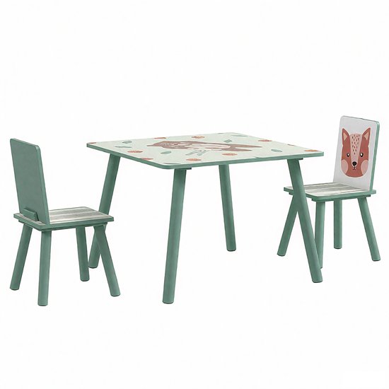 1 toddler table and chair set-groen met dierenprint – kids table and chairs voor kinderen 3-8 jaar-geschikt als table for kids in speelkamer of thuiskantoor van Keesin