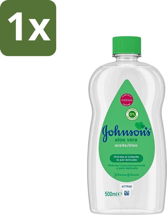 1 x Johnson's - Baby Olie - Aloe Vera - Hydrateerd Gevoelige Huid - 500 ml - Babyolie - Aloe Vera - Gevoelige Huid - Melkkorst Verwijderen - Hydraterende Olie