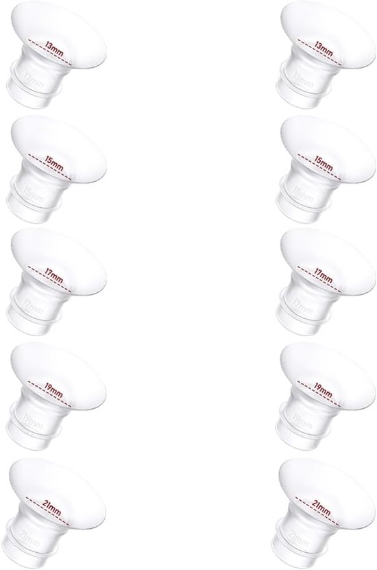 10-delig Flens Adapter Set - 13/15/17/19/21mm - Compatibel met Momcozy M9/M6/M5 en Andere 24mm Borstkolven van Katal同