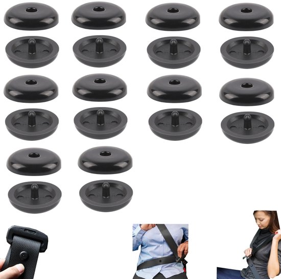 10 delige veiligheids gordelhouder, antislipgesp, vaste gesp met dubbele knoopsluiting, veiligheids gordelstopper, geschikt voor autogordels, rolstoelgordels, vrachtwagengordels, busgordels (1,5*0,6 cm, zwart) van Merkloos