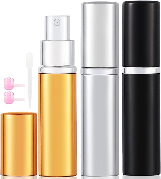 10 ml Parfum Reizen Fles, 3 stks Parfum Verstuiver Hervulbaar, Spray Flessen, Draagbare voor Reizen Vakantie Vrouwen Man