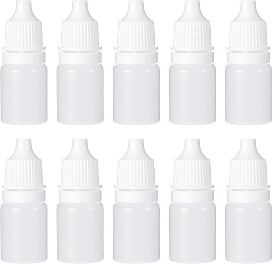 10 stuks 5 ml kunststof druppelflessen, pipetfles 5 ml, lege oogdruppelfles, ideaal voor reizen en doe-het-zelfprojecten van Merkloos