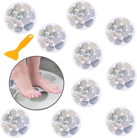 10 Stuks Antislip Badstickers - Ronde Zelfklevende Douchestickers voor Veiligheid in Bad, Douche, Zwembad en Trappen