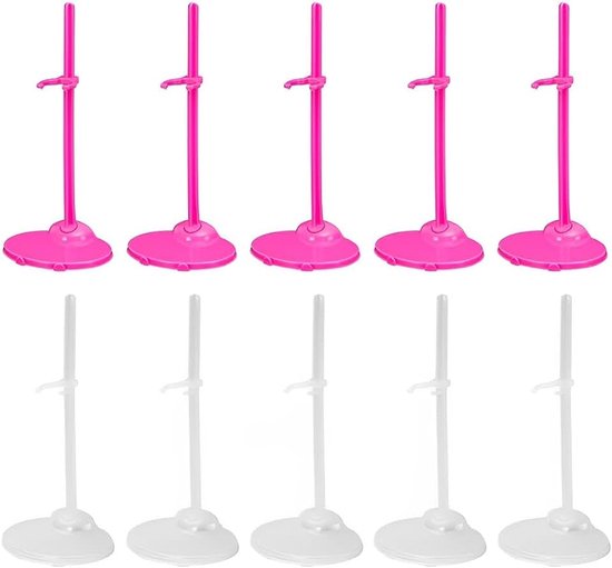 10 stuks poppenstandaard, poppenstandaard van kunststof, transparante poppenstandaard voor poppen van 28 tot 33 cm, Meerkleurig