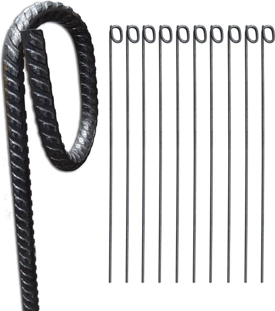 10 stuks sterke grondpennen Kunststof - Betonijzer - 160 cm | Grondpennen voor afzetgaas van Casaria