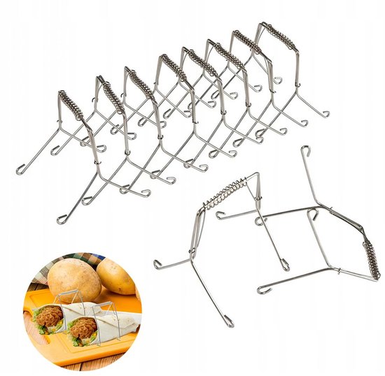 10 tortillaklemmen, tortillaringen, roestvrij staal, herbruikbaar, tortillaspiesjes, tortillatang voor grillen en koken. van Merkloos
