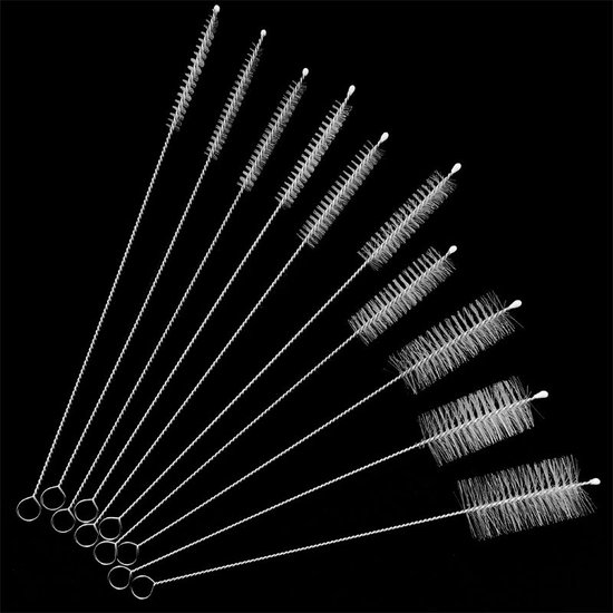 10 verschillende flessen borstels - wit van OXO