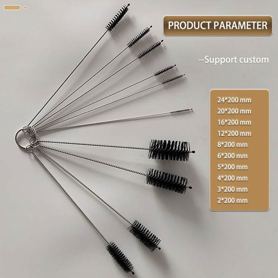 10 verschillende flessenborstels - voor het schoonmaken rietjes, airco, vliegenvangers, de kleinste hoekjes, ...wit van Rayen