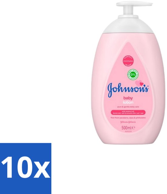 10 x Johnson’s Baby – Bodylotion – Zacht & Verzorgend – 500 ml - Baby Lotion - Baby Hydratatie - Kokosolie Baby - Gevoelige Huid - Babyhuid Verzorging van Merkloos