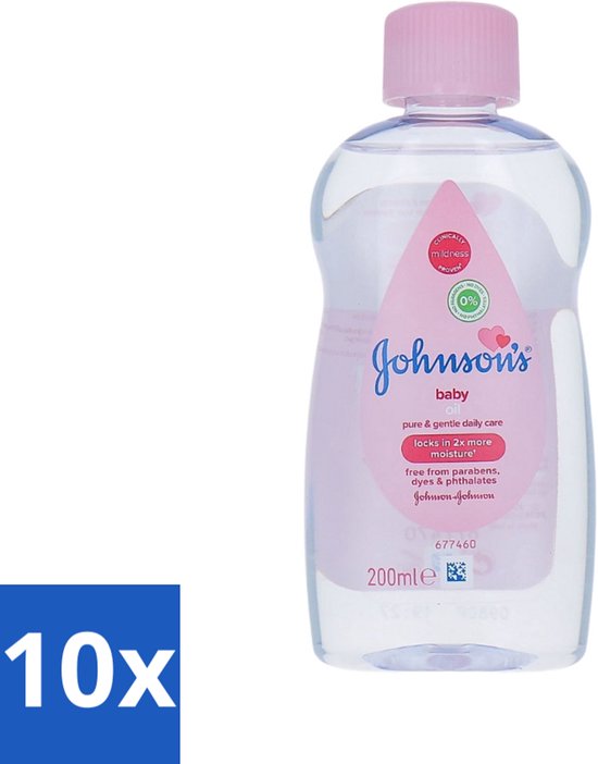10 x Johnson's - Baby Olie - Puur & Zacht - 200 ml - Babyolie - Babyhuid Verzorging - Hydraterende Olie - Zachte Huid - Babyhuid Bescherming van Merkloos