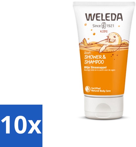 10 x WELEDA - 2-in-1 Shampoo & Body Wash - Kids - Blije Sinaasappel - 150 ml - 2 In 1 Shampoo En Bodywash - Kinderhuid - Natuurlijke Wasgel - Biologische Wasgel - Huidverzorging van WELEDA