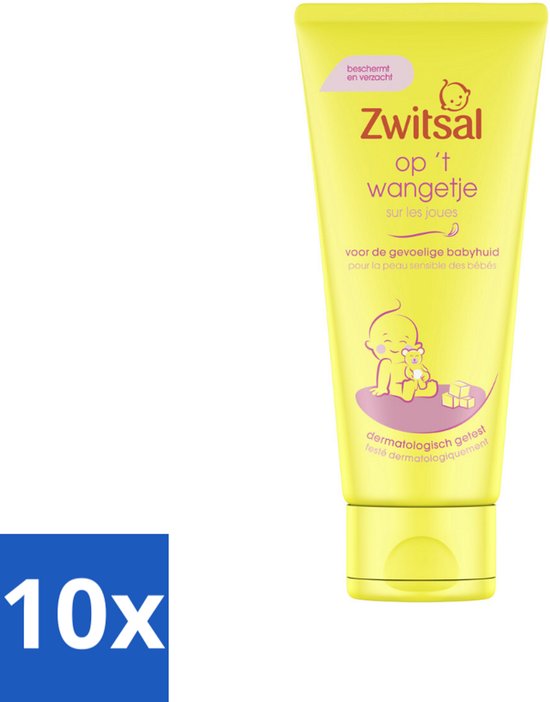 10 x Zwitsal - Op 't Wangetje - Gezichtscrème voor Baby’s - Gevoelige Babyhuid - 100 ml - Babyhuid Verzorging - Gezichtscrème Voor Baby - Gevoelige Babyhuid - Bescherming Tegen Wind En Weer - Kamille Extract van Merkloos