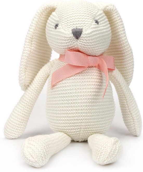 100% Biologisch Katoen Baby speelgoed, wit Konijn knuffel 18cm