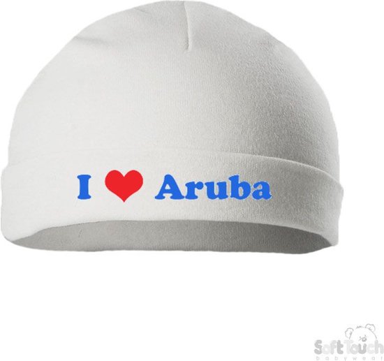 100% katoenen Rolmutsje "Aruba" Unisex Katoen Wit/blauw/geel/rood Maat 62/68 van Mamaloes