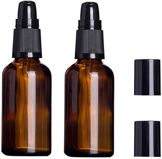 100 ml amberkleurige glazen reisflessen - pompdispenser voor lotion en cosmetica - shampoo - essentiële olie - lekvrij ontwerp voor reizen - badkamer - dagelijks gebruik