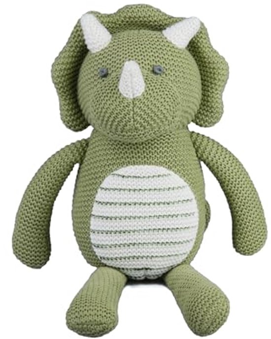 100% Organic Cotton Dinosaur Plush Toy - 18cm Green Cuddly Toy