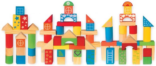 100 Pcs Color And Natural Wooden Blocks van Lewo