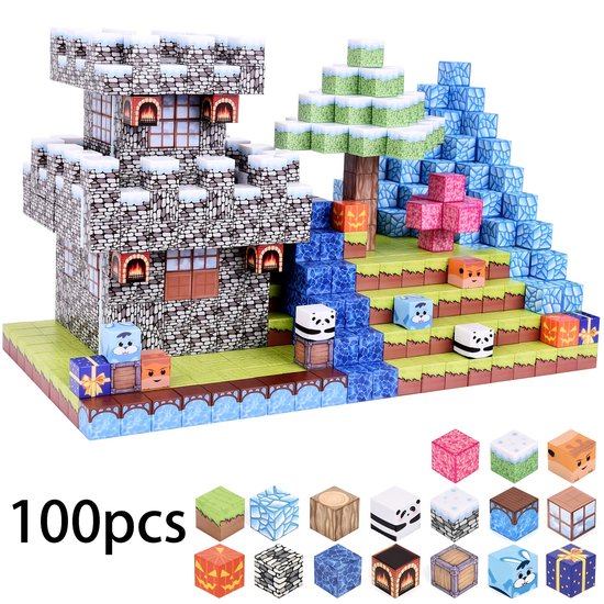 100 Stuks Magnetische Bouwstenen Speelgoed – Educatief Constructiespeelgoed voor Kinderen – 3D Bouwset Kubus Blokken – Creatief Magnetisch Speelgoed Cadeau voor Jongens en Meisjes van Merkloos