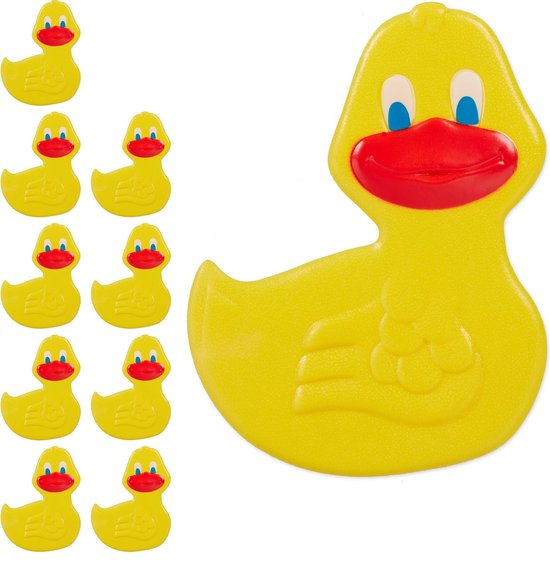 10x Antislip stickers eend - set - badkuip plakker - douche sticker - geel van Merkloos