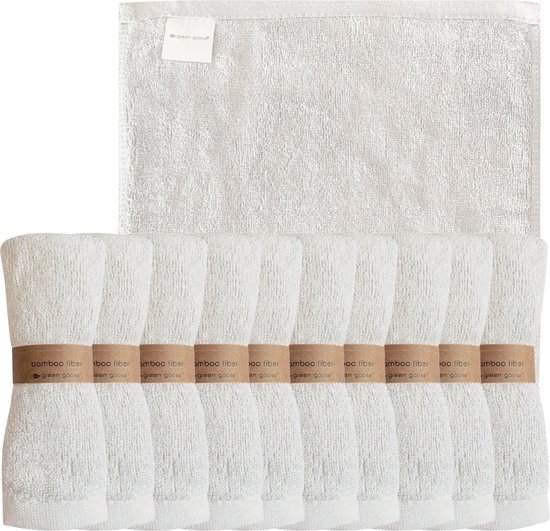 10x bamboe washandjes/doekjes blauw en wit van Little Dutch