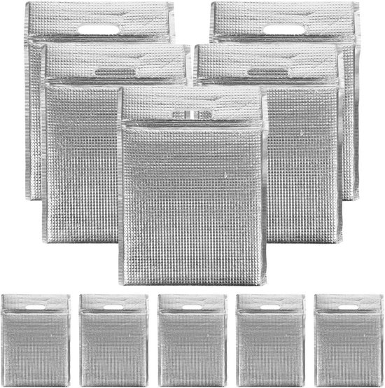 10x Herbruikbare Isoleerbare Voedselzakken - Lunchtas & Snackzakjes met Aluminiumfolie
