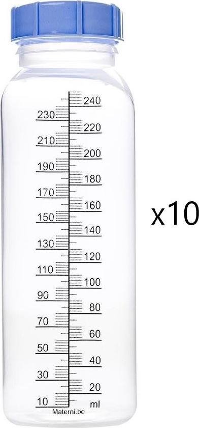 10x Materni Home Moedermelkflessen 240 ml met dop tbv borstvoeding van Materni