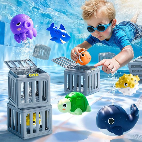 12-Delige Duikspeelgoed Set - 6 Zeedieren & 6 Duikkooien - Zelfrichtend - Zwembad & Bad - Cadeau voor Kind 3-12 Jaar