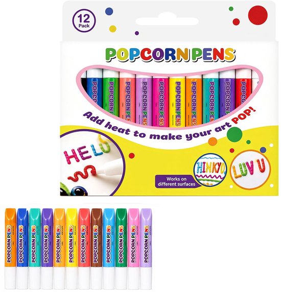 12-kleur popcorn pen, 3D DIY bubble popcorn Tekening pen