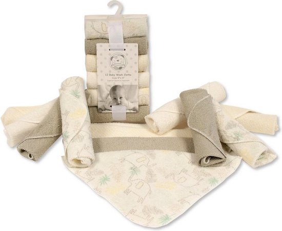 12 Pack Wasdoekjes 22 x 22 Cm Superior Quality Unisex Wit/grijs GP-25-1205 van AFNF Retro.