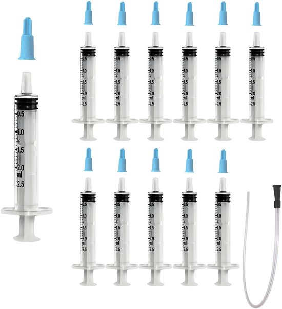 12 stuks 2ml spuiten zonder naalden, met dopjes en slangetjes, kleine spuitjes voor laboratoria, voor het bijvullen en - ShopVlot