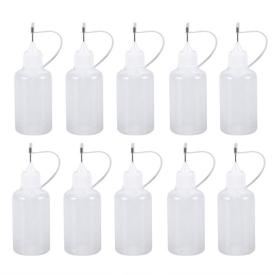 12 stuks - 30ml spuitfles - doseerfles met naald - verffles - olievulfles - lijmfles - navulbaar van Merkloos