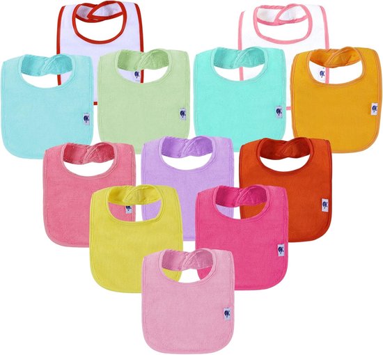 12 stuks absorberende slabbetjes voor baby's, babyslabbetjes met waterdichte laag, wasmachinebestendig, leeg babyslabbetje om te beschilderen, spuugdoek voor cadeau. van YiWoo