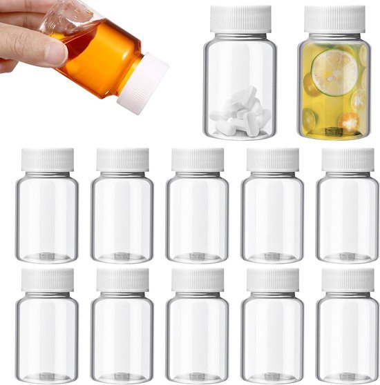 12 Stuks Juice Bottles - 100 ml Herbruikbare PET Flessen met Deksel voor Sap - Plastic Milk Bottle voor Sap en Waterdranken - Witte Flessen van Houssy.
