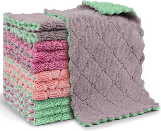 12 Super Absorberende Keukendoeken - Koraalfleece Microvezel Handdoeken van ZOMA Concepts