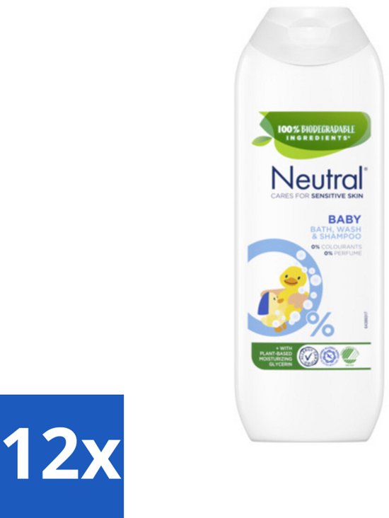 12 x Neutral Baby Shampoo Parfumvrij 250 ml - Babywas - Babyshampoo - Zachte Babyhuid - Zeepvrije Shampoo - 0% Parfum van Neutral