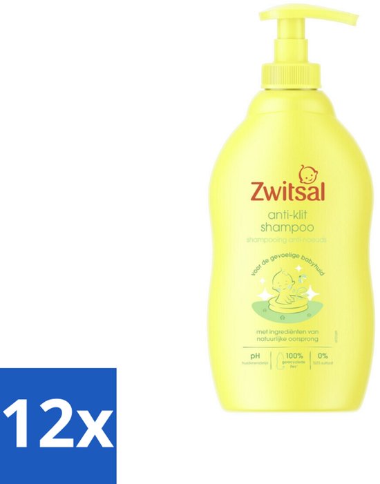 12 x Zwitsal - Anti-Klit Shampoo - Voor Makkelijk Doorkambaar Haar - 400 ml - Baby Shampoo - Anti-klit Shampoo - Zwitsal Shampoo - Baby Haarverzorging - Zachte Shampoo