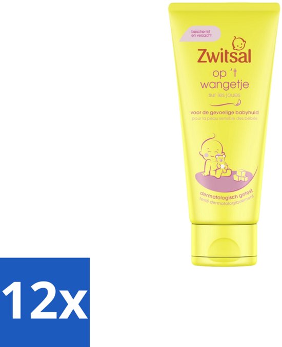 12 x Zwitsal Gezichtscrème Op 't Wangetje 100 ml - Babyhuid Bescherming - Baby Gezichtscreme - Zwitsal Op Het Wangetje - Babyhuid Verzorging - Kamille Crème van Merkloos