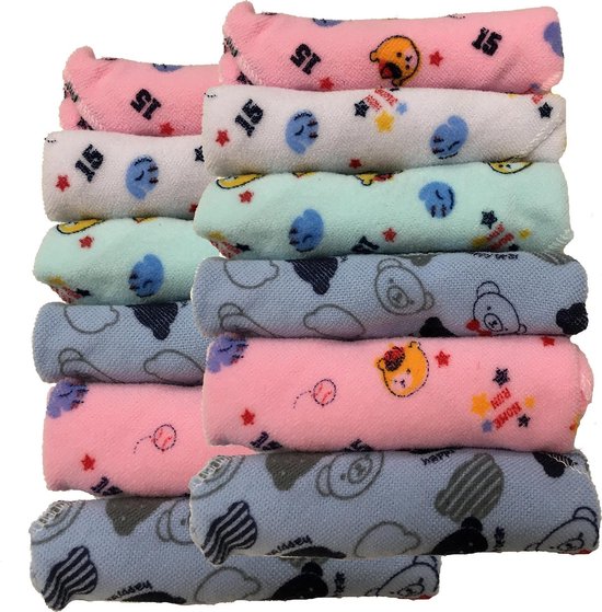 12 zachte  kleine monddoekjes in leuke prints 18cm vierkant van Lodger