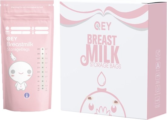 120 Stuks - Moedermelk Bewaarzakjes - Borstvoeding zakjes - Koelkast en Vriezer - Roze - QEY (BPA Vrij) van QEY
