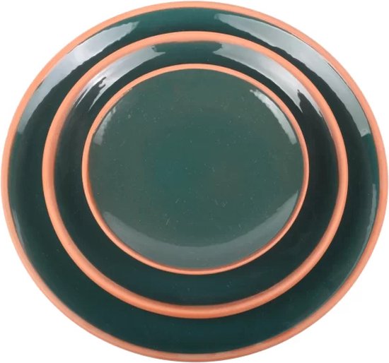 12dlg serviesset ovenbestendige keramiek vaatwasbestendig groen petrol gekleurde borden in 3 maten van Xenos