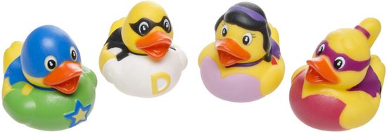 12x Badeend super helden badspeelgoed 5 cm - Speelgoed - Badspeeltjes - Badeendjes van OTMVicTM